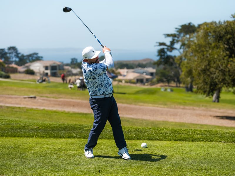 Driver high at the finish with Monterey Bay on the horizon